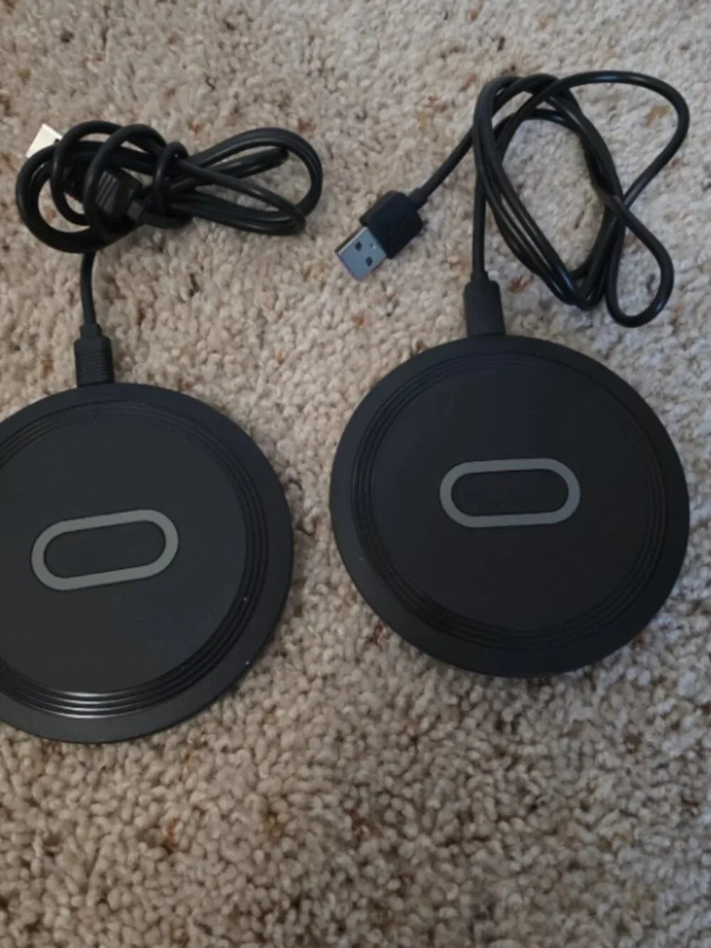 Wireless Charging Pads Set of 2 w/ Retractable USB Cables BUNDLE